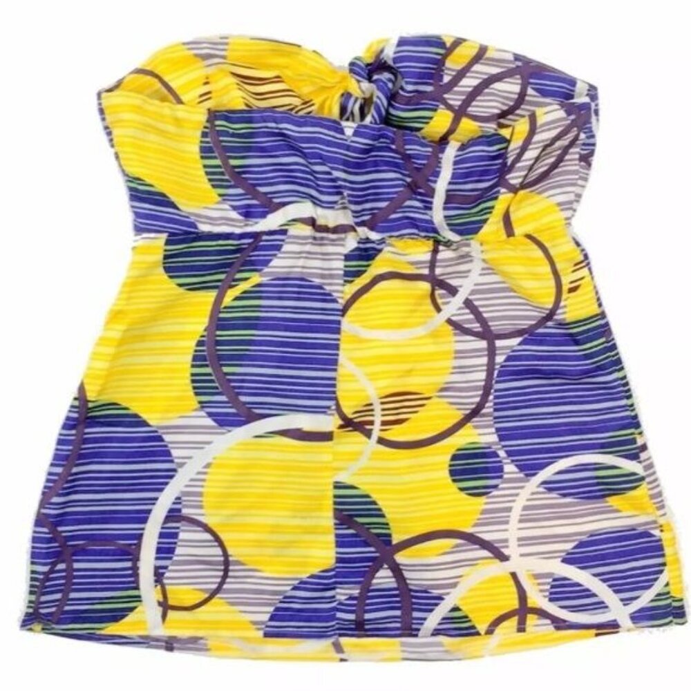 Vintage Y2K Cynthia Vincent Sleeveless Colorful Silk Sweetheart Strapless Top - Picture 4 of 6